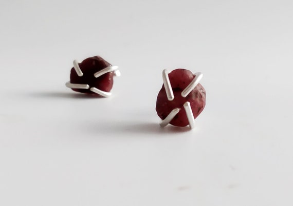 July Birthstone Stud Earrings  Red Ruby Earrings for Her, Gemstone Jewelry Gifts