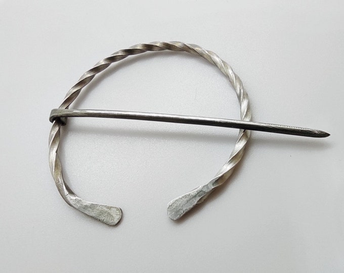 Viking Saxon Penannular Brooch, Sterling Silver Celtic Pin, Historical Jewelry