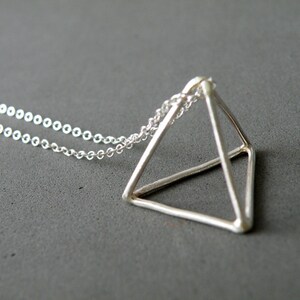 Pyramid Necklace Sterling Silver Triangle Pendant Necklace Long Geometric Necklace Minimalist Jewelry by SteamyLab image 5