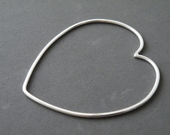 Sterling Silber Herz Armreif, Minimalist Outline Design