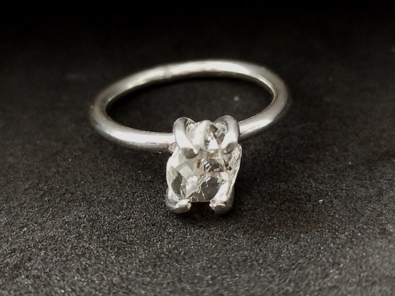 Large Herkimer Diamond Ring, Engagement Diamond Ring, Solitaire Ring for Women