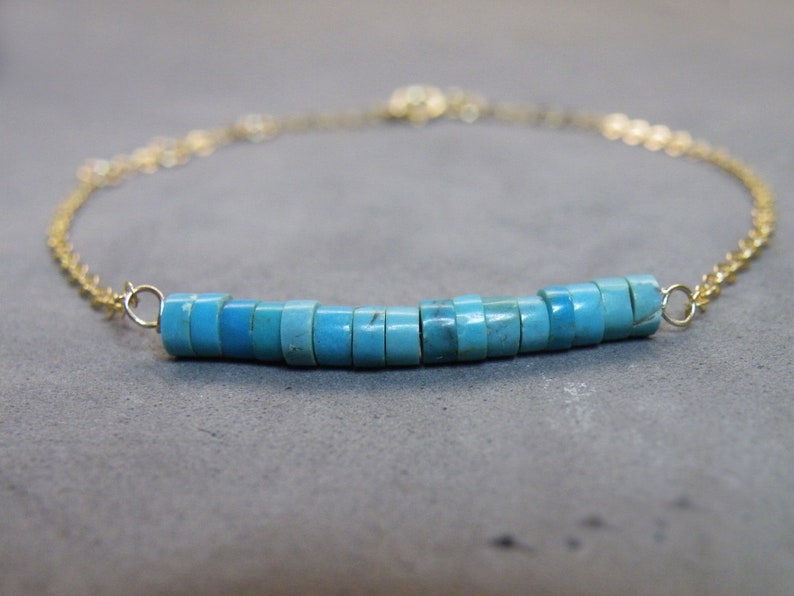 Heishi Arizona Turquoise Bracelet Adjustable Chain Bracelet - Etsy