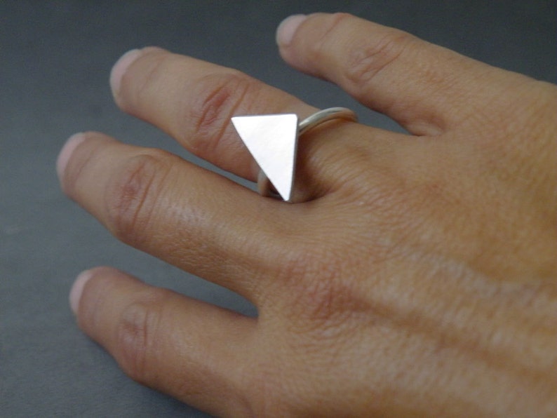 Sterling Silver Triangle Ring Geometric Modern Ring Dainty Etsy