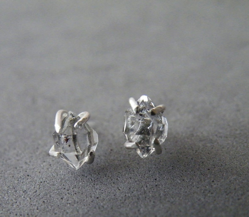 Herkimer Diamonds Stud Boucles d'oreilles en argent sterling Back Posts Boucles d'oreilles en pierre brute par SteamyLab image 1