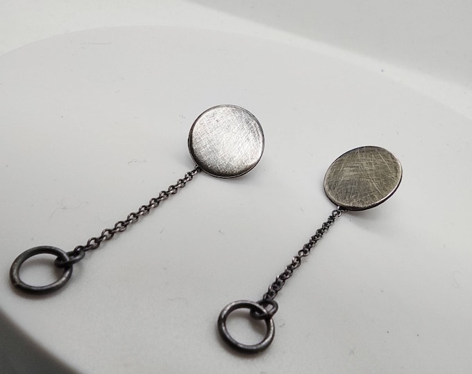 Versatile Silver Disc Earrings, Drop Ear jackets For Her, Earrings Gifts for Women