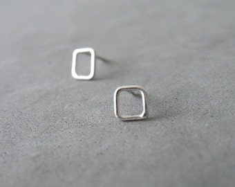 Geometric Square Stud Boucles d’oreilles Sterling Tiny Squares Boucles d’oreilles minimalistes Bijoux modernes