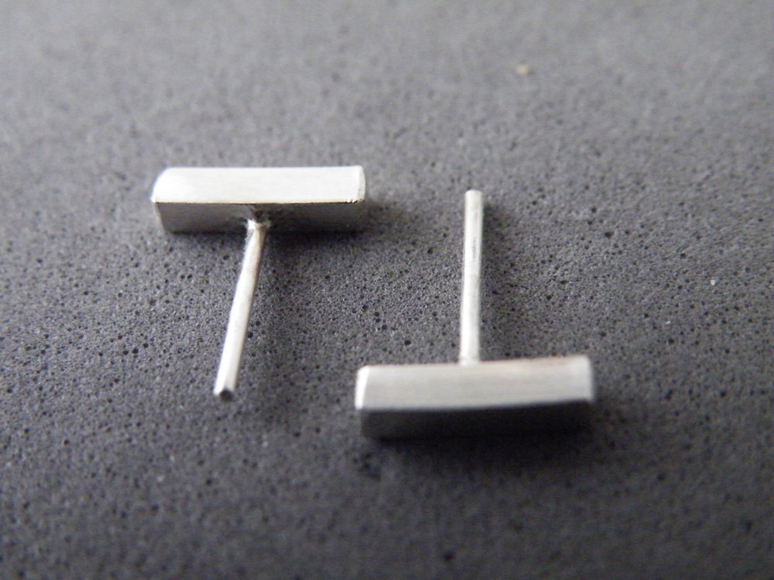 Silver Bar Stud Earrings main image 1