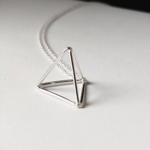 Pyramid Necklace Sterling Silver Triangle Pendant Necklace Long Geometric Necklace Minimalist Jewelry by SteamyLab image 8