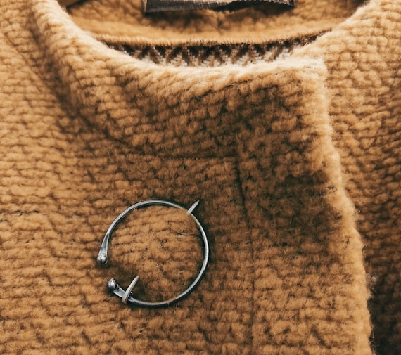 Hand Forged Sterling Silver Penannular Brooch: Celtic Shawl Pin