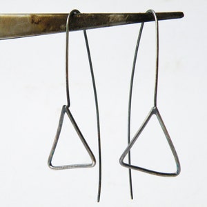 Sterling Silver Triangle Earrings, Oxidized Silver Minimalist Geometric Women's Jewelry image 5