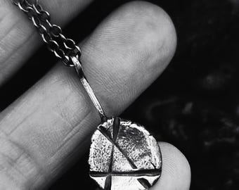 Handgefertigte Silberkette Geometrische Anhänger: Rustikaler Handwerker Schmuck