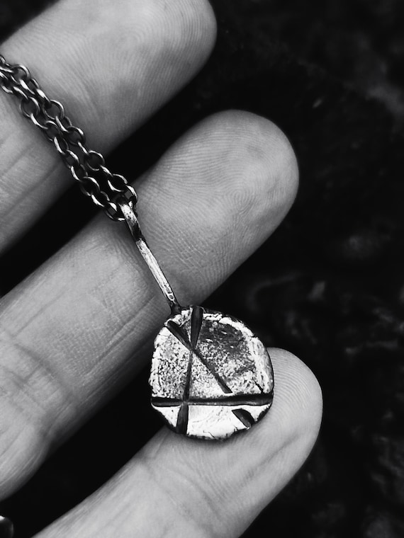 Handcrafted Silver Geometric Pendant Necklace: Rustic Artisan Jewelry