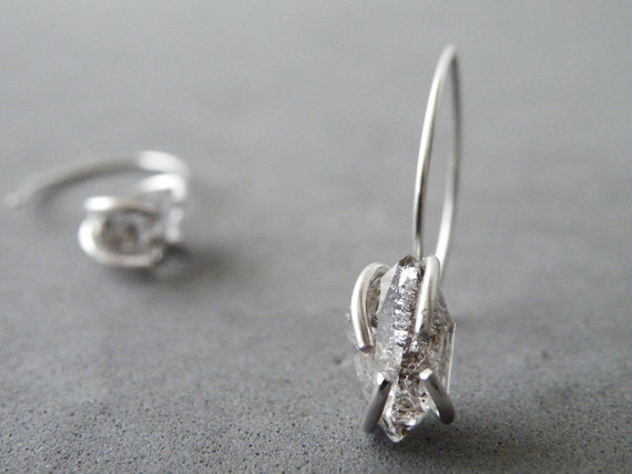 Herkimer Diamonds Earrings Sterling Silver Dangle Earrings Zen Jewelry by SteamyLab