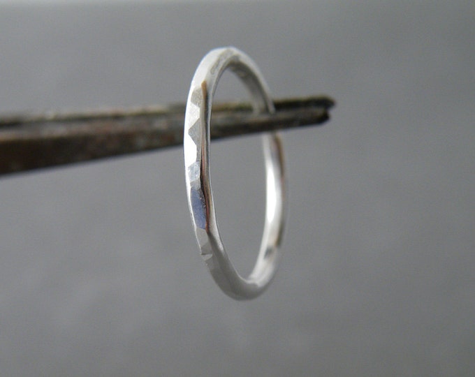 Sterling Silver Band Ring Stacking Hammered Ring Minimalist Ring Handmade Silver Jewelry by SteamyLab
