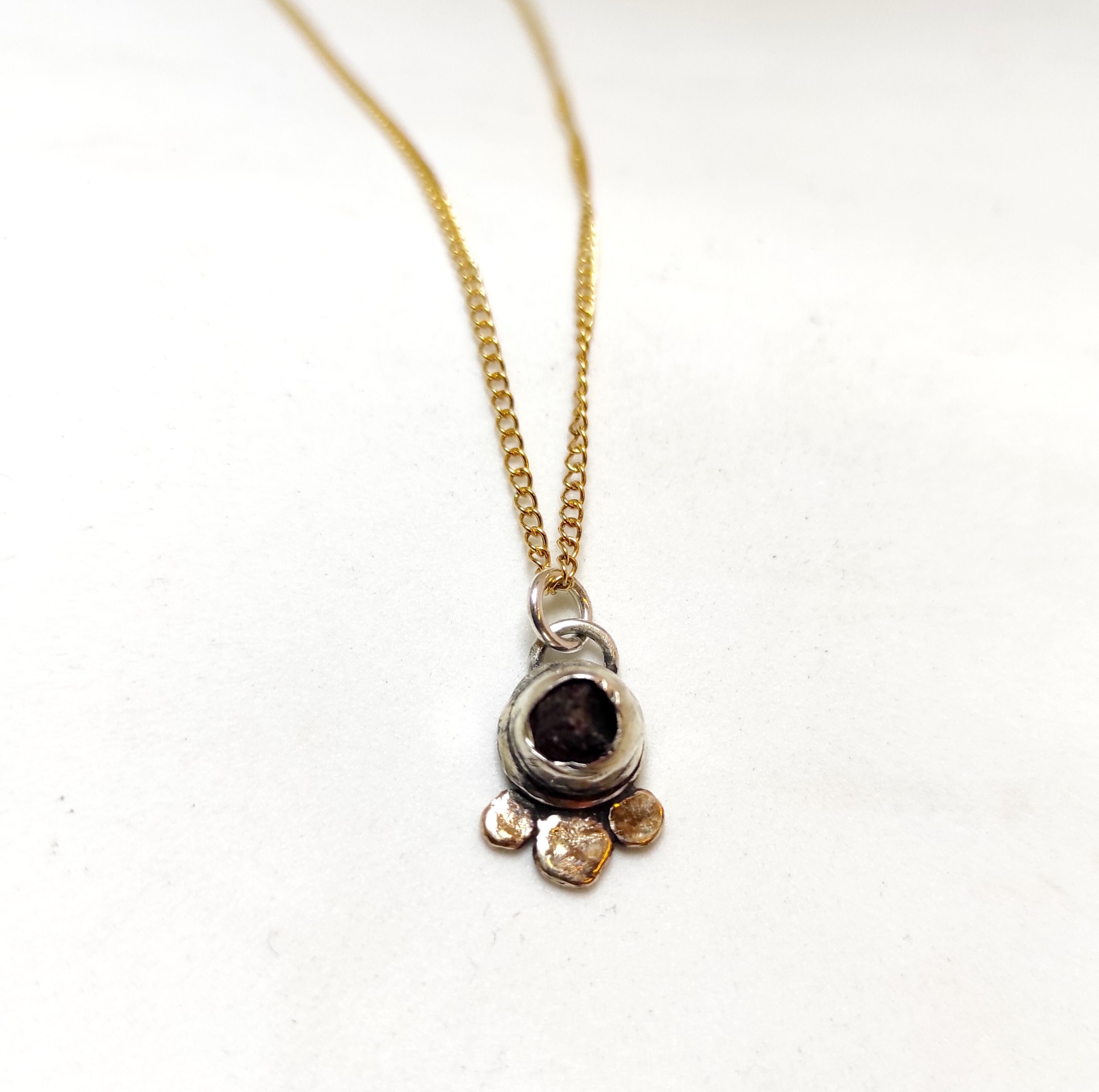 Boho Mix Metal Necklace, OOAK Raw Garnet necklace, February