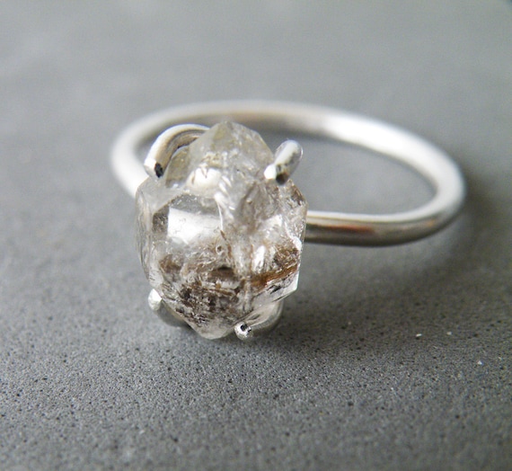 Large Herkimer Diamond Ring, Engagement Diamond Ring, Solitaire Ring for Women