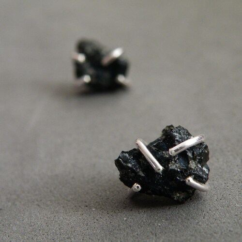 925 Sterling silver stud earrings with 6mm natural Snowflake Obsidian gemstones 