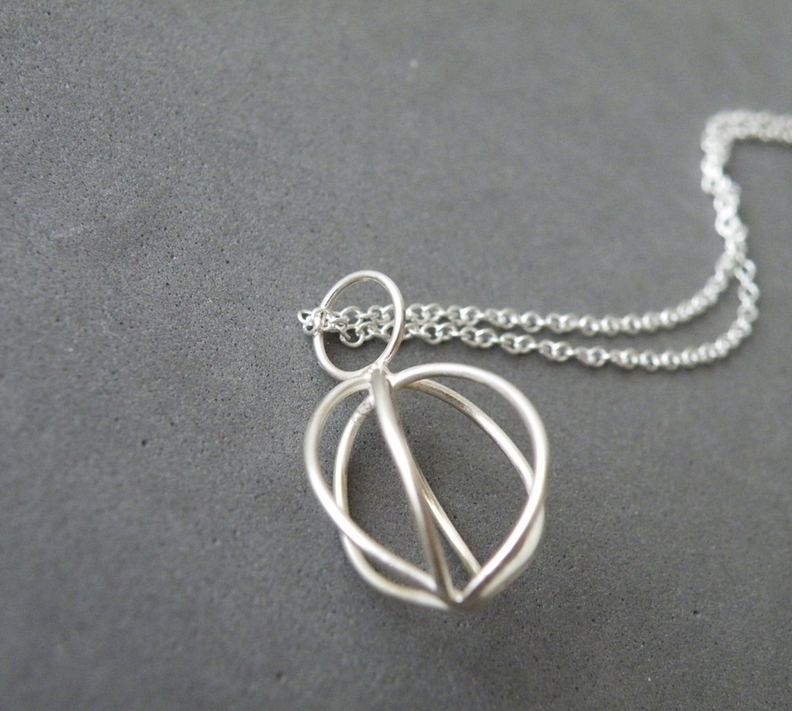 Sterling Silver Cage Necklace Minimalist Pendant Necklace Etsy