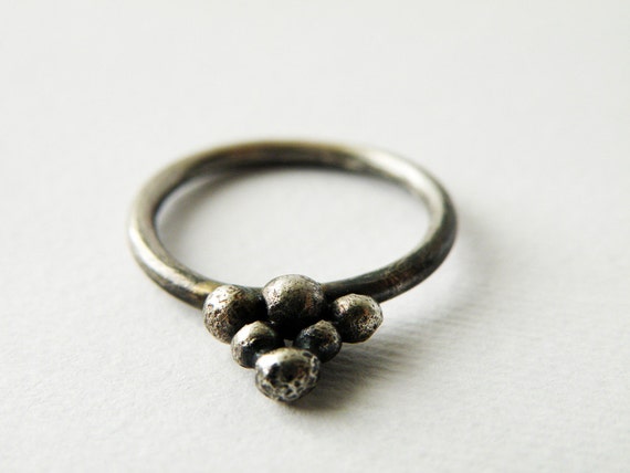 Oxidized Sterling Silver Ring, Minimalist Grape Ancient Roman God Ring, Handmade Jewelry Gifts