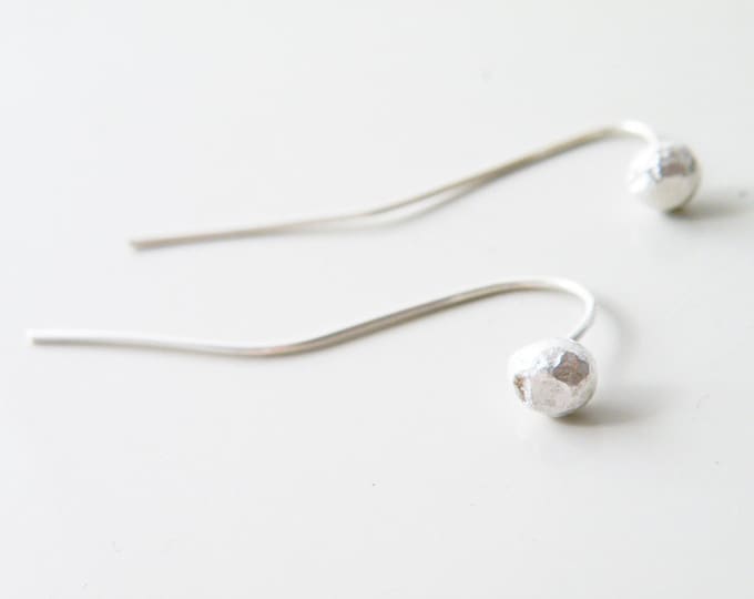 Sterling Silver Nugget Earrings, Long Post Women Earrings, Jewelry GIft Ideas