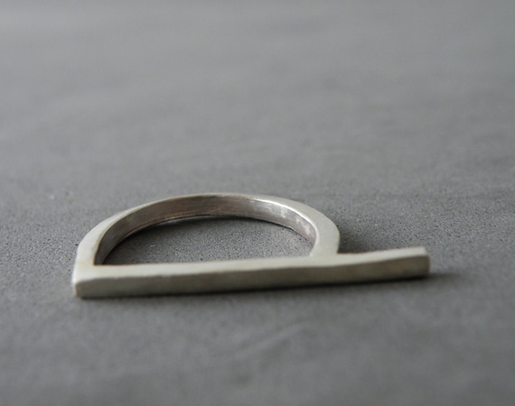 Modern Edgy Silver Geometric Ring for Him and for Her, Unisex Ring Gifts, Minimalist Square Ring