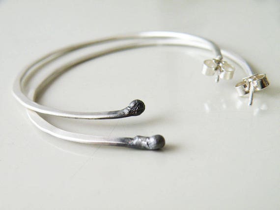 Sterling Silver Hoops Earrings, Open Hoops Gipsy Boho Hoops, Earrings Gift Ideas Women