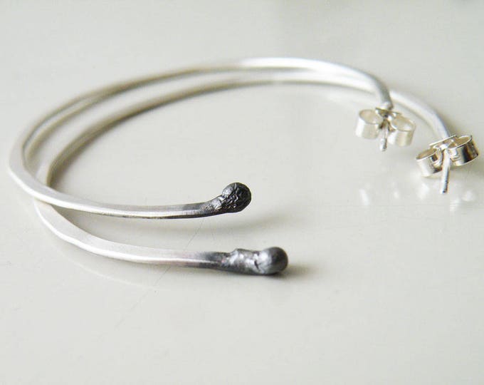 Sterling Silver Hoops Earrings, Open Hoops Gipsy Boho Hoops, Earrings Gift Ideas Women