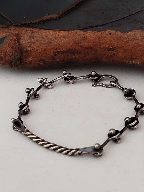Brutalist Sterling Silver Chain Link Bracelet: Handmade Unisex Jewelry