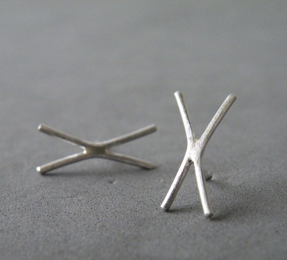 Cross Stud Earrings, Letter Earrings, Minimalist Modern Women Earrings