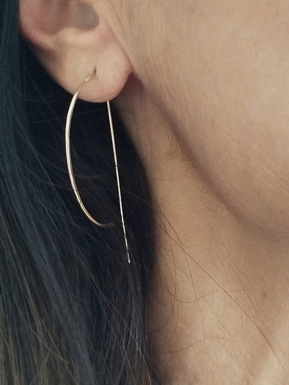 14ct gold filled minimalist open hook earrings, Delicate and femminine earrings, gold earrings, geometric, modern gold jewelry