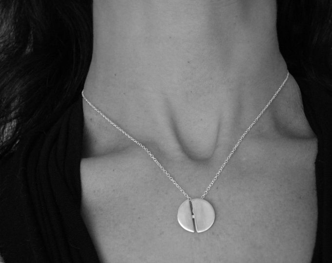 Modern Geometric Pendant Necklace Moon Necklace Coffee Beans Necklace Sterling Silver Jewelry by SteamyLab