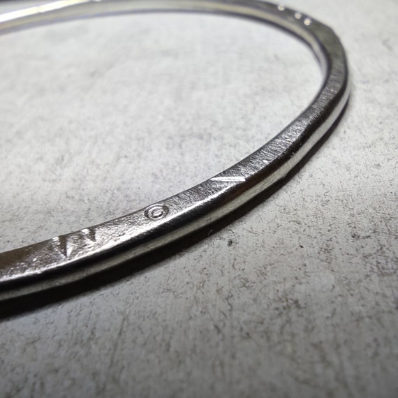 Minimalist Hammered Sterling Silver Stacking Bangle - Random Texture, 2.5mm Thick Bracelet for Her