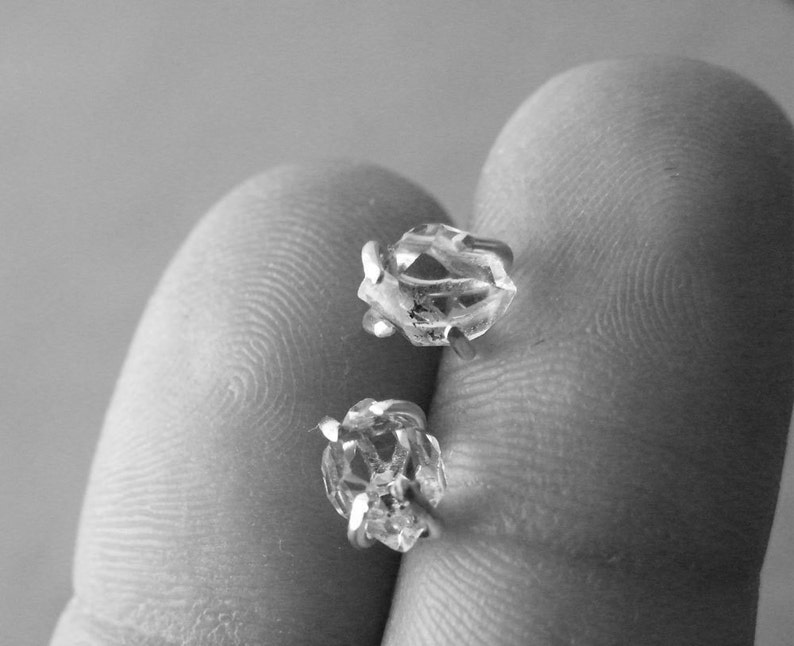 Herkimer Diamonds Stud Boucles d'oreilles en argent sterling Back Posts Boucles d'oreilles en pierre brute par SteamyLab image 4