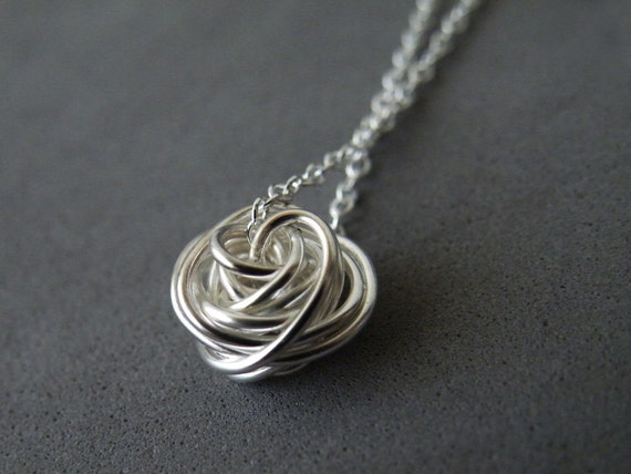 Silver Knot Necklace Sterling Silver Pendant Necklace Minimalist Necklace by SteamyLab