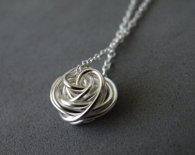 Silver Knot Necklace Sterling Silver Pendant Necklace Minimalist Necklace by SteamyLab