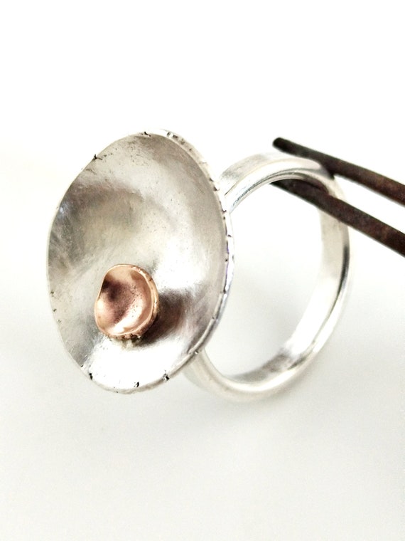 Sterling Silver Cocktail Ring: Rose Gold Offering, Mix Metal Jewelry