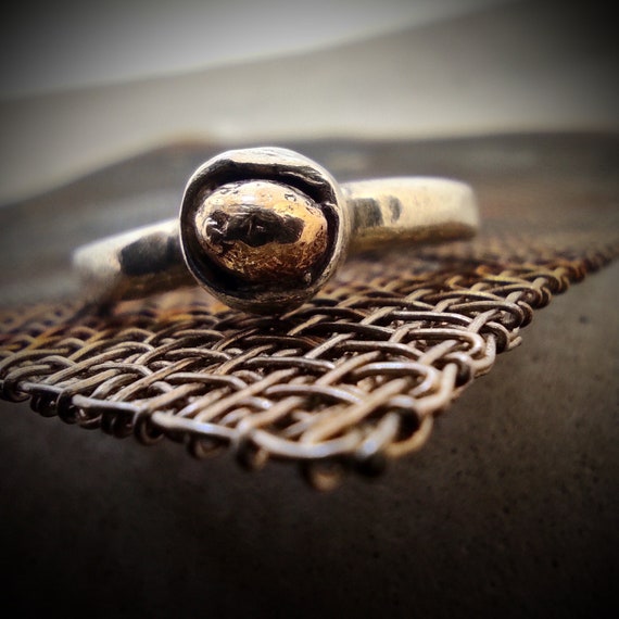 Sinking Gold Ring: Mix-Metal Sterling Silver, 9ct Gold Sphere