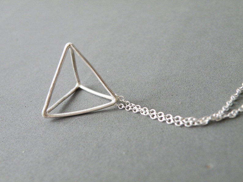 Pyramid Necklace Sterling Silver Triangle Pendant Necklace Long Geometric Necklace Minimalist Jewelry by SteamyLab image 7