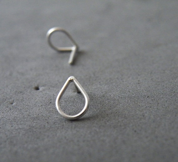 Tiny Teardrop Studs Drop Stud Earrings Sterling Silver Post Earrings Modern Minimalist Geometric Jewelry by SteamyLab
