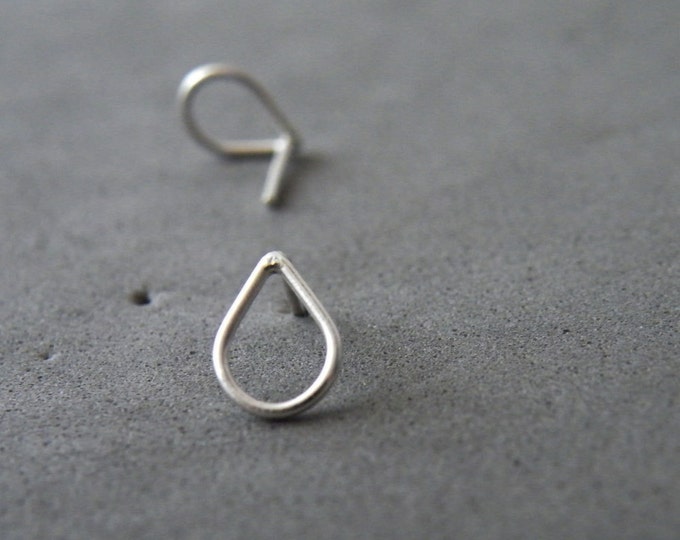 Tiny Teardrop Studs Drop Stud Earrings Sterling Silver Post Earrings Modern Minimalist Geometric Jewelry by SteamyLab