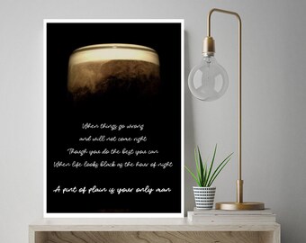 Flann O'Brian - A Pint of Plain - The Workman's Friend - Irish Poster Print