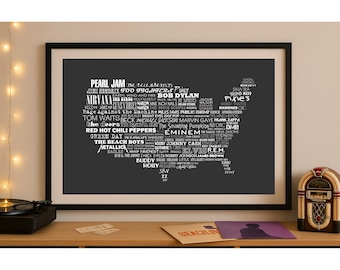 The Music of America - Limited Edition Typographic Poster Print (A3 - 16.5 x 11.7 inches)