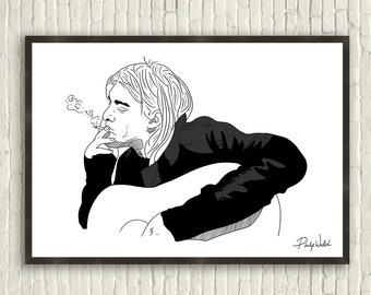 Kurt Cobain illustration print - Nirvana (A3 size)