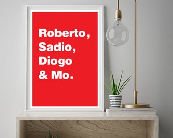 Liverpool Fab Four - Firmino Mane Jota Salah - Football Art (Poster Print)