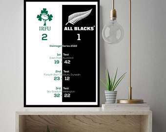 Ireland v New Zealand rugby - 2022 Steinlager Series win - commemorative poster