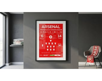 Arsenal - 2025/26 Champions - Season Infographic - Football Art (Poster Print)