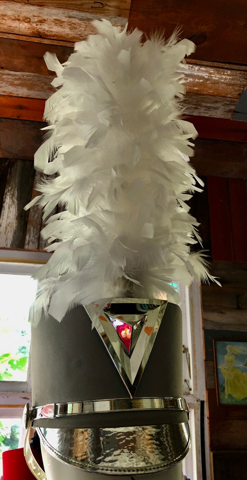 Bling Light grey marching band hat with plume Etsy