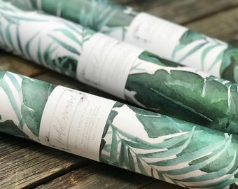 Greenery Monstera Gift Wrap Sheets | Watercolor Wrapping Paper | Palm Leaves | 20"x29" | 3 pk. | Modern Greenery Gift Wrap | Leaf Gift Wrap