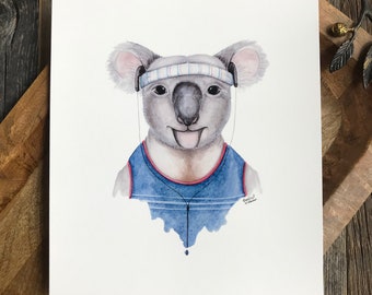 Watercolor Koala Art Print: Funny Animal Nursery Decor