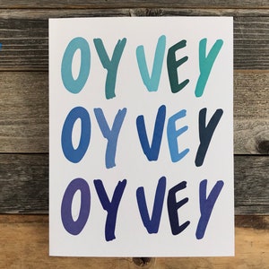 Oy Vey Lettering Hanukkah Card | Badigeonnage Yiddish Carte de Hanoukka | Carte de Hanoukka pliée A2 | Drôle de carte Oy Vey Hanoukka